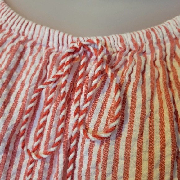 SALE-GB brand women's red and white candy stripped off shoulder dress size small - Picture 6 of 10